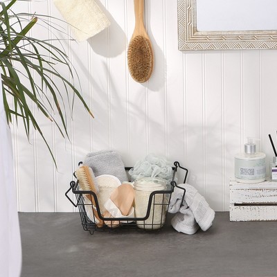 Small Black Metal Wire Mesh Stackable Storage Basket