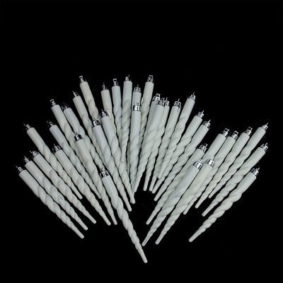 Northlight Shiny Shatterproof Icicle Christmas Ornaments - 5" - Winter White - 36ct
