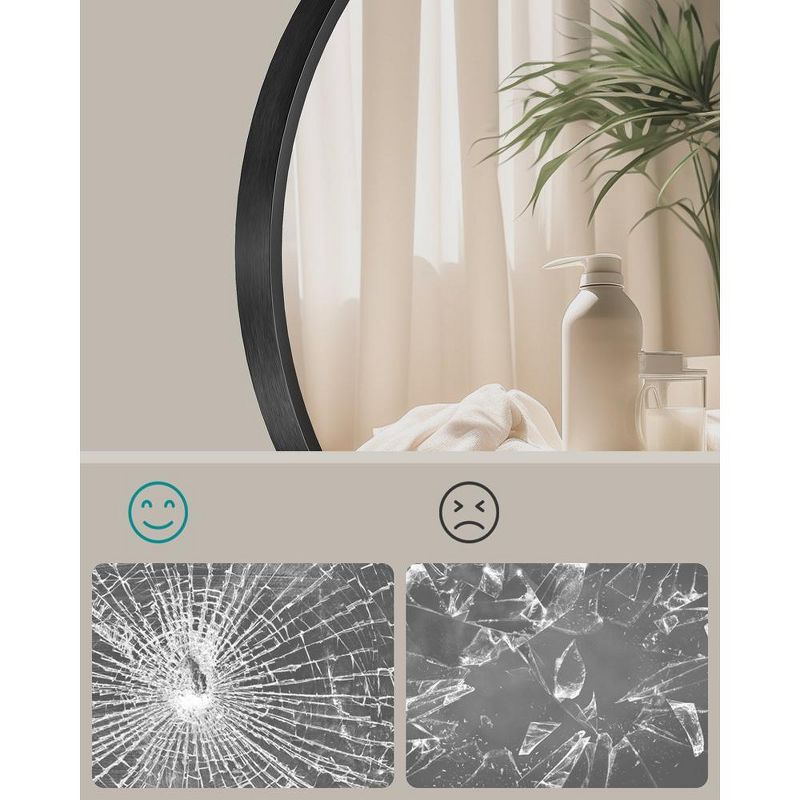 SONGMICS Round Mirror, Bathroom Mirror for Wall, Metal Frame, Easy to Install Ink Black, 4 of 8