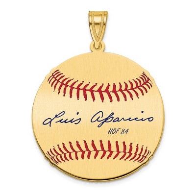 Black Bow Jewelry 14K Gold Plated Luis Aparicio Signature MD Enamel Baseball Pendant