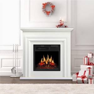 ZAFRO Electric Fireplace Mantel Wooden Surround Firebox, 36" White TV Stand with Freestanding ,  Adjustable Led Flame, 750W/1500w - 1 of 4