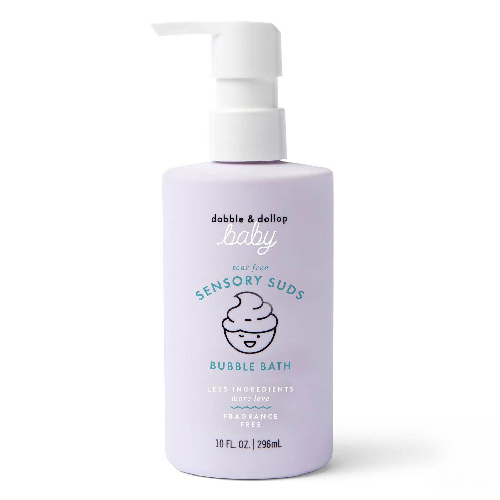 Dabble & Dollop Baby Sensory Suds Bubble Bath, Gentle Tear-Free Formula for Sensitive Skin, Fragrance-Free, Newborn Friendly - 10 fl oz
