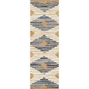 Nuloom Hand Braided Marla Denim And Jute Diamonds Indoor Area Rug - 1 of 4