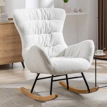 Homcom Nursery Glider Rocking Chair With Ottoman, Thick Padded Cushion  Seating And Wood Base : Target