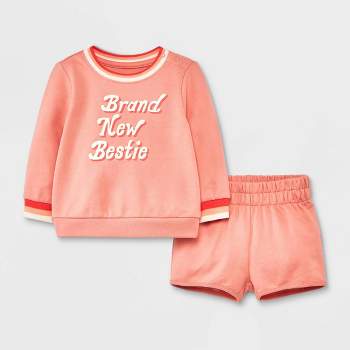 Baby Girls' 'Brand New Bestie' Graphic Top & Bottom Set - Cat & Jack™ Pink