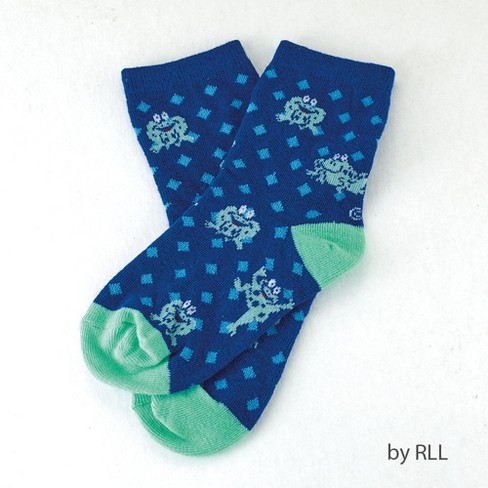 Rite Lite 5 5 Passover Frog Design Crew Socks Unisex Child Blue Green One Size Target