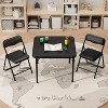 3-Piece Folding Upholstered Table and Chair, Square Card Table and Chair Set with Pu Soft Cushion, Metal Frame Children's Activity Table and Chairs - 2 of 4