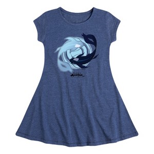 Girls' - Avatar: The Last Airbender - Moon and Ocean Spirit Koi Fit & Flair Cap Sleeve Dress - 1 of 4