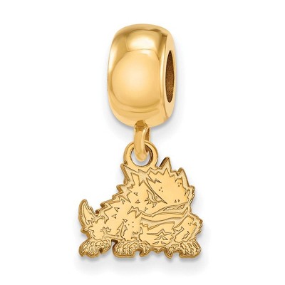 Black Bow Jewelry 14k Yellow Gold Plated Sterling Silver Texas Christian Horned Frogs NCAA Bead Charm