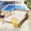 Outdoor Daybed, Patio Sunbed, Wooden Chaise Lounger Chair with Cushion & Four Pillows for Poolside, Backyard, Garden - ModernLuxe - 2 of 4