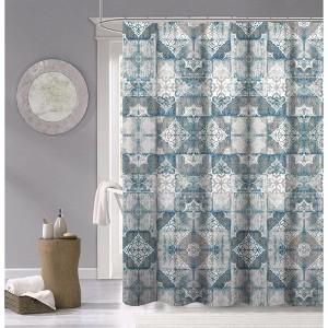 Dainty Home 3D Printed Textured 100% Cotton Shower Curtain - 1 of 3