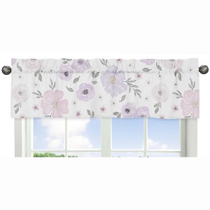 Sweet Jojo Designs Window Valance Treatment 54in. Watercolor Floral Purple Pink and Grey - 1 of 4