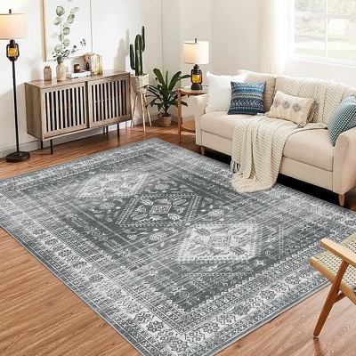Garvee Washable Area Rug, Moroccan Ultra-Thin Area Rug- Foldable Low Pile, Non-Slip ,Modern Soft Carpet