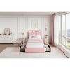 Twin XL Kids Bed Frame for Girls, Boucle Upholstered Platform Bed with Bookcase Headboard & Storage Drawers, No Box Spring Needed, Pink - 4 of 4