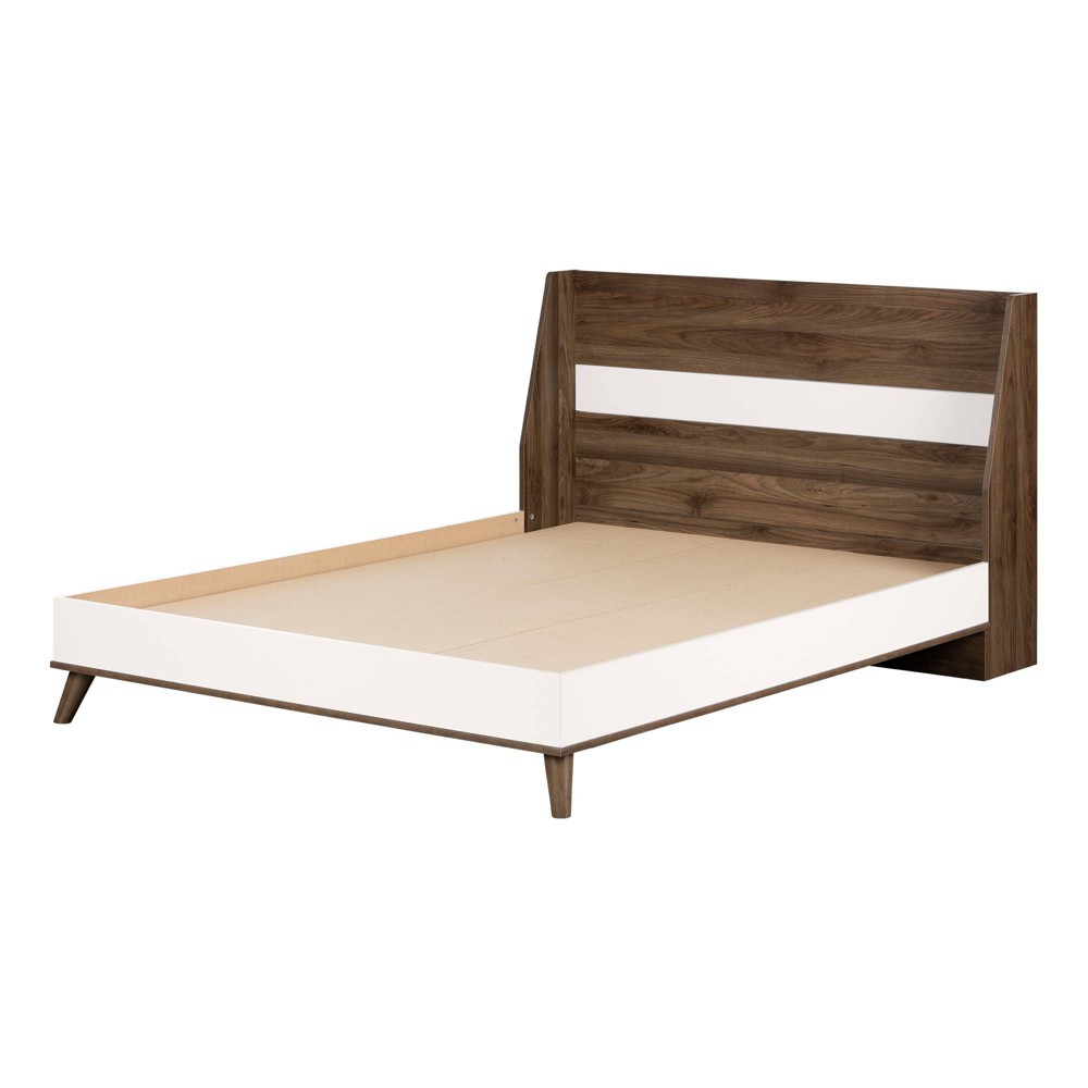 Photos - Bed Frame Full Yodi Complete Kids' Bed Natural Walnut and Pure White - South Shore