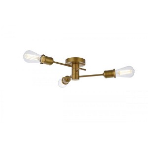 Elegant Lighting Xavier 3 lights flush mount in brass - 1 of 4