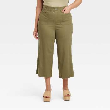 Jessica London Women's Plus Size Casual Stretch Straight Leg Chino Pants -  26 W, Dark Olive Green : Target