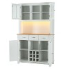 70'' Farmhouse Kitchen Sideboard with LED Lights and Outlet, Kitchen and Dining Cabinets with Buffet Storage Table - Maison Boucle - 3 of 4
