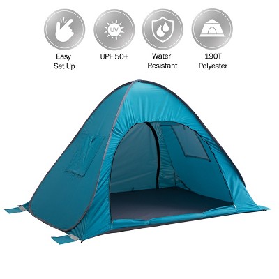 Blue 2-Person Pop-Up Beach Tent with Carry Bag