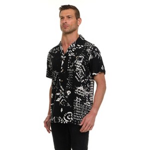 Super Triple Goose Men’s Printed Rayon Camp Collar Shirt - Soft Feel, Moisture-Wicking, Easy Care - 1 of 4