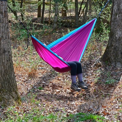 Light Blue and Purple Nylon Camping Hammock