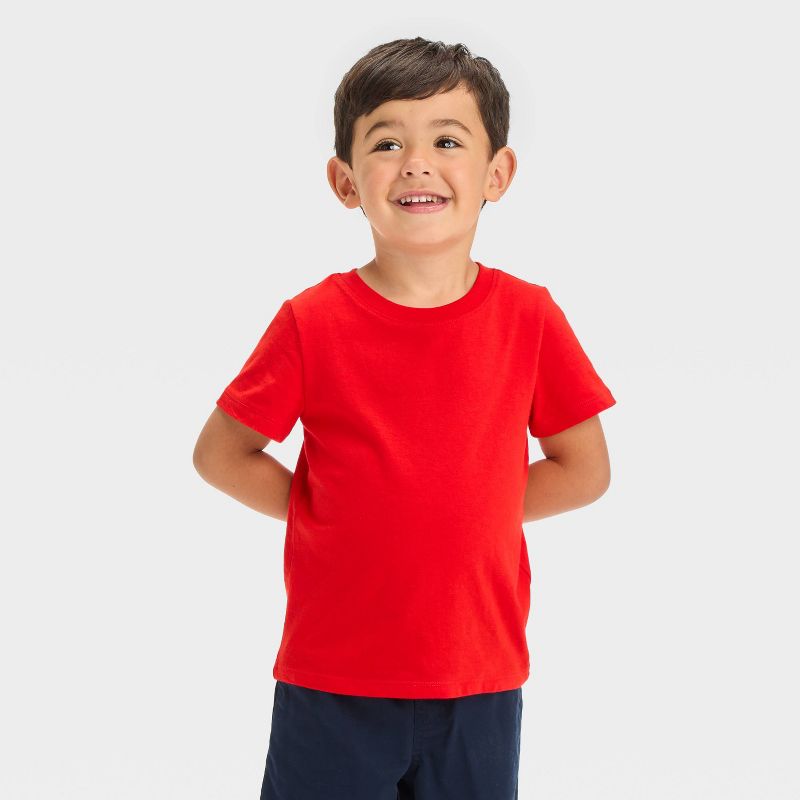 Toddler Boys' Short Sleeve Solid Jersey Knit T-Shirt - Cat & Jack™ Red, 1 of 5