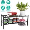 NewHome "Bamboo Shoe Rack 2-Tier Stackable Organizer, Free-Standing Storage Shelf for Entryway & Bedroom"Black - 4 of 4