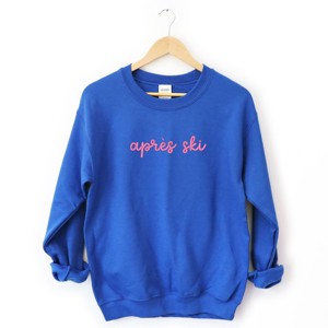 Simply Sage Market Embroidered Apres Ski Words Sweatshirt - 1 of 4