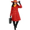 HalloweenCostumes.com X Small Women Adult Carmen Sandiego Outfit Womens, Iconic Red Trench Coat Halloween Costume, Orange/Red - 4 of 4