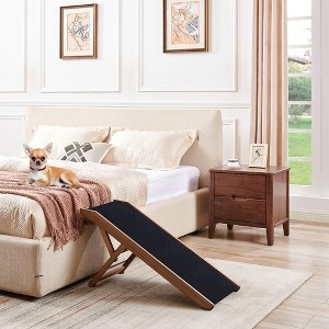 unipaws Foldable Wooden Pet Ramp – Adjustable Height, Non-Slip, for Small Dogs & Cats - 1 of 4