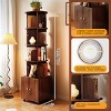 PAGED Rotating Bookshelf 360 Display Corner Bookshelf Bookcase Storage Rack with Drawer for Living Room, Home Office - 2 of 4