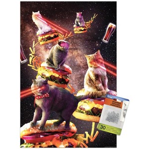 Trends International James Booker - Galaxy Laser Cats On Cheeseburgers Unframed Wall Poster Prints - 1 of 4
