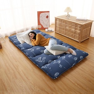 Boho Japanese Style Floral Floor Futon Mattress, Flower Printed Floor Pad for Home Indoor - 1 of 4