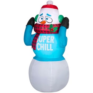 Gemmy Animated Christmas Inflatable Super Chill Snowman, 6 ft Tall, Multi - 1 of 4