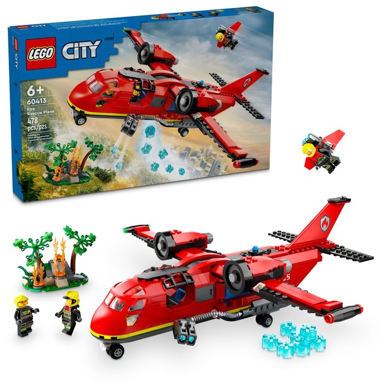 LEGO City Fire Rescue Plane Toy Set 60413, 1 of 8