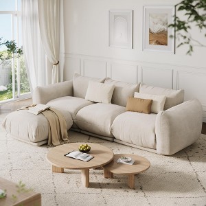 Sofa, 101” L-Shape Modular Sectional – Chenille Cloud Couch 23.2” Deep Seat Boneless Sofa for Small Space/Living Room/Office Beige - 1 of 4