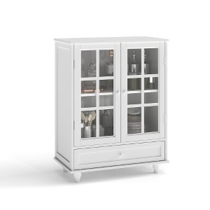 TIRAMISUBEST Modern Buffet Cabinet w/ Glass Doors & Drawer - Wooden Storage Sideboard for Dining & Living Room - 1 of 4