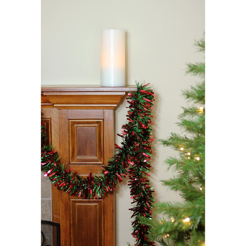 Northlight 50' x 3" Unlit Red/Green Wide Cut Tinsel Christmas Garland, 3 of 5
