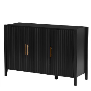 Lyngins Sideboard Buffet Cabinets with 4 Wavy Slatted Doors,Metal Handles,Coffee Bar Cabinets,Credenzas for Kitchen,Entryway - 1 of 4