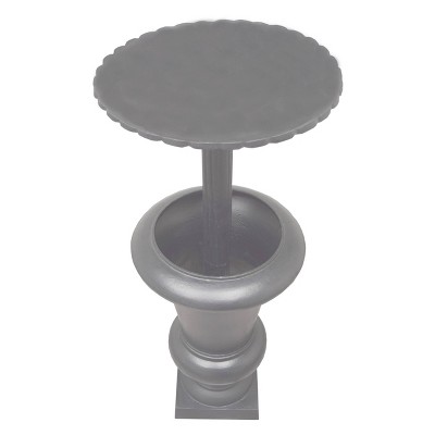 Ornate Gray Cast Aluminum Bird Bath with Planter Vase