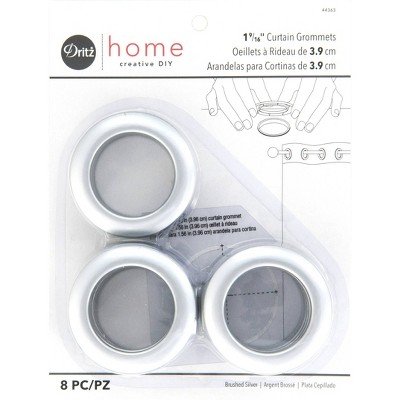 Dritz Set of 8 Home 1-9/16" Curtain Grommets Brushed Silver: Plastic Sewing Fasteners, Grommet Kit