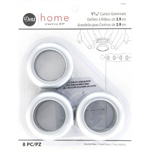 Dritz Set of 8 Home 1-9/16" Curtain Grommets Brushed Silver: Plastic Sewing Fasteners, Grommet Kit - 1 of 4