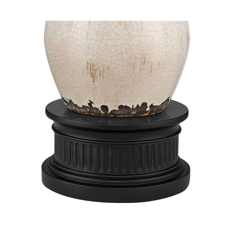 Regency Hill Isabella Country Cottage Table Lamp with Black Riser 31 1/4" Tall Crackled Ivory Ceramic Beige Bell Shade for Bedroom Living Room Bedside, 5 of 6