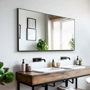 Wooakway Metal Bathroom/Vanity Mirror Modern Accent Mirror for Living Room Bathroom Bedroom Entryway Black/Gold/Silver - 1 of 4