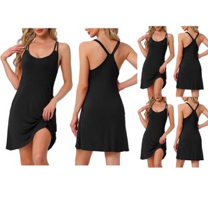 INSPIRE CHIC Women's Sleepwear Nightgown Sleeveless Spaghetti Strap Racerback U Neck Sleepdress - 1 of 4