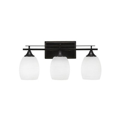 Toltec Lighting Uptowne 3 - Light Vanity in  Dark Granite with 5" White Linen  Shade