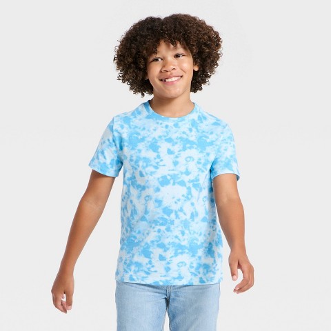 Детские Cat & Jack Boys' Short Sleeve Tie Dye Shirt - Cat & Jack™ Light Blue M