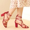 Perphy Women's Faux Suede Open Toe Lace Up Strappy Chunky Heel Sandals - 2 of 4