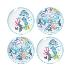 Beachcombers 7" Mermaid Garden Blue Decorative Dining Plates Set of 4 for Coastal Kitchen - 1 of 3
