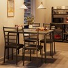 Dining Table Set for 4, 5 Piece Small Space Dining Set Square Table with 4 Upholstered Chairs - 3 of 4
